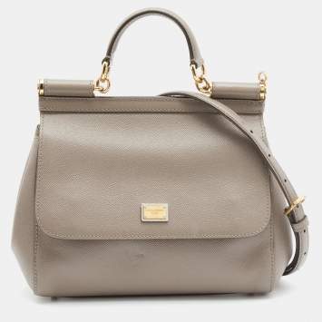 مملوكة مسبقًا Dolce & Gabbana Grey Leather Medium Miss Sicily Top Handle Bag
