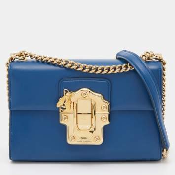 Pre Owned Dolce & Gabbana Blue Leather Lucia Shoulder Bag 