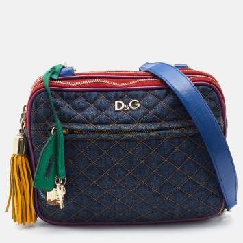 Pre Owned D&G Multicolor Denim and Leather Lilly Glam Shoulder Bag 