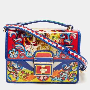 Pre Owned Dolce & Gabbana Multicolor Majolica Print PVC Rosalia Top Handle Bag