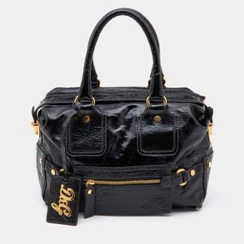 Pre Owned D&G Black Patent Leather Frame Front Pocket Bag
