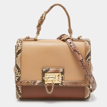 Pre Owned Dolce & Gabbana Multicolor Leather and Python Medium Miss Monica Top Handle Bag