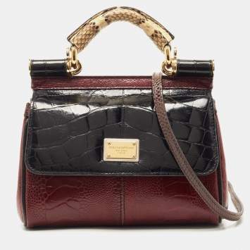 Pre Owned Dolce & Gabbana Multicolor Mixed Exotic Limited Edition Small Miss Sicily Top Handle Bag