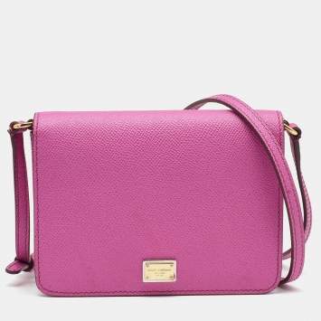 Pre Owned Dolce & Gabbana Pink Leather Mini Dauphine Crossbody Bag