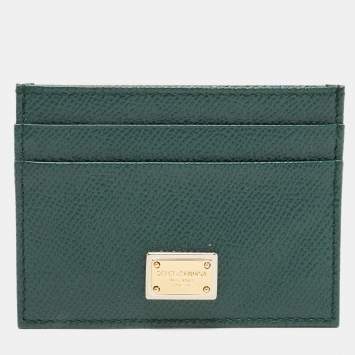 مملوكة مسبقًا Dolce & Gabbana Green Leather Card Holder