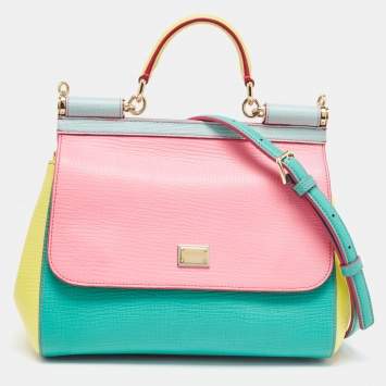 مملوكة مسبقًا Dolce & Gabbana Tricolor Leather Medium Miss Sicily Top Handle Bag