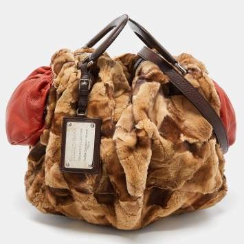 Pre Owned Dolce & Gabbana Brown Calf Hair and Leather Miss Curly Bag