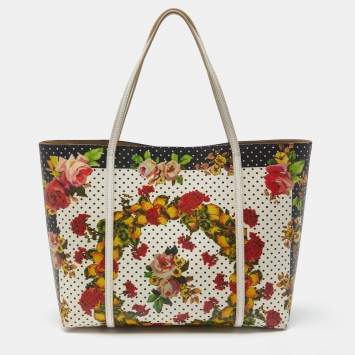 Pre Owned Dolce & Gabbana Multicolor Floral Print Canvas and Leather Miss Escape Tote