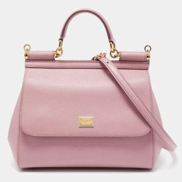 Pre Owned Dolce & Gabbana Lilac Leather Medium Miss Sicily Top Handle Bag