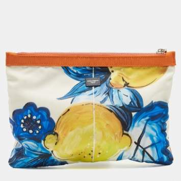 Pre Owned Dolce & Gabbana Multicolor Print Nylon Zip Pouch