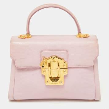 مملوكة مسبقًا Dolce & Gabbana Pink Lizard Embossed Leather Lucia Top Handle Bag