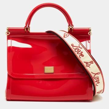 Pre Owned Dolce & Gabbana Red Rubber Miss Sicily Top Handle Bag
