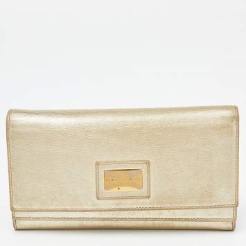 مملوكة مسبقًا Dolce & Gabbana Gold Leather Continental Wallet