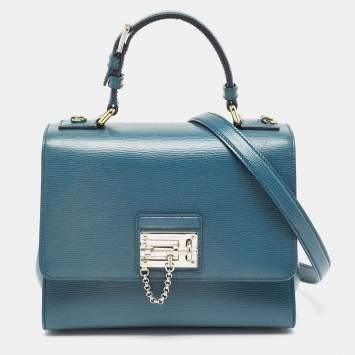 Pre Owned Dolce & Gabbana Teal Leather Medium Miss Monica Top Handle Bag