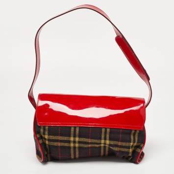 Pre Owned Dolce & Gabbana Multicolor Wool and Patent Leather Shoulder Bag