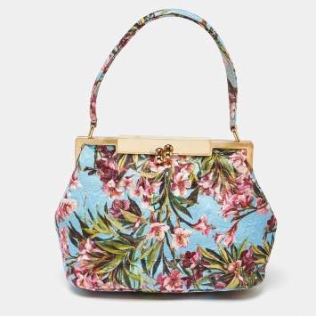 Pre Owned Dolce & Gabbana Multicolor Floral Print Canvas Kisslock Frame Bag