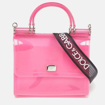 Pre Owned Dolce & Gabbana Pink/Black Jelly Miss Sicily Top Handle Bag