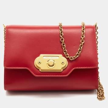 Pre Owned Dolce & Gabbana Red Leather Welcome Shoulder Bag