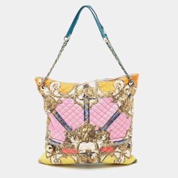 Pre Owned Dolce & Gabbana Multicolor Quilted Barocco Print Fabric Front Pocket Tote
