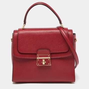 Pre Owned Dolce & Gabbana Red Leather Greta Top Handle Bag