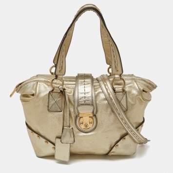 Pre Owned Dolce & Gabbana Gold Leather Satchel