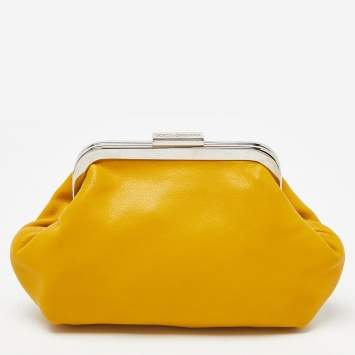 Pre Owned Dolce & Gabbana Yellow Leather Frame Pouch