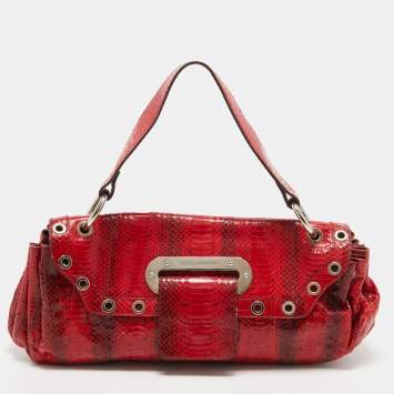 Pre Owned Dolce & Gabbana Red Watersnake Leather Satchel