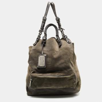 Pre Owned Dolce & Gabbana Grey Suede Miss Pocket Tote