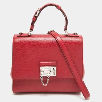 Pre Owned Dolce & Gabbana Red Leather Medium Miss Monica Top Handle Bag