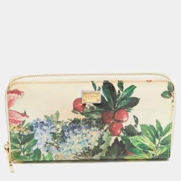 مملوكة مسبقًا Dolce & Gabbana Multicolor Printed Patent Leather Zip Around Continental Wallet