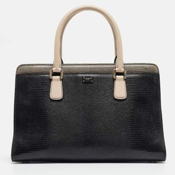 Pre Owned Dolce & Gabbana Tricolor Lizard Embossed Leather and Snakeskin Tote