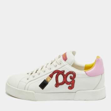 Pre Owned Dolce & Gabbana Two Tone Leather Portofino Sneakers Size 39.5