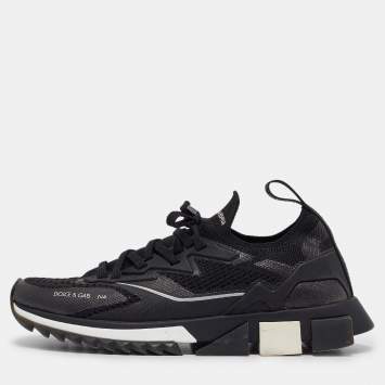 Pre Owned Dolce & Gabbana Black Fabric Sorrento Sneakers Size 40