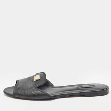 Pre Owned Dolce & Gabbana lizard Embossed Slide Flats Size 39.5