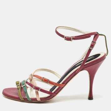 Pre Owned Dolce & Gabbana Multicolor Leather Strappy Sandals Size 39.5