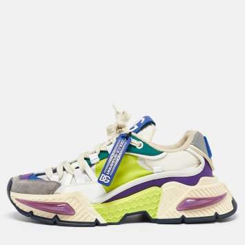 Pre Owned Dolce & Gabbana Multicolor Suede and Nylon Airmaster Low Top Sneakers Size 39.5