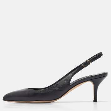 Pre Owned Dolce & Gabbana Black Leather Slingback Pumps Size 38