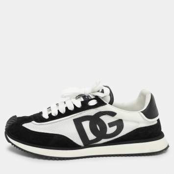 مملوكة مسبقًا Dolce & Gabbana Black Mesh and Suede Low Top Sneakers Size 38
