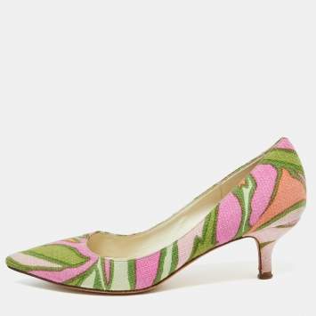 Pre Owned Dolce & Gabbana Multicolor Fabric Pointed Toe Pumps Size 37