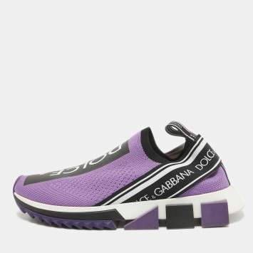 Pre Owned Dolce & Gabbana Purple Fabric Sorrento Slip On Sneakers Size 39