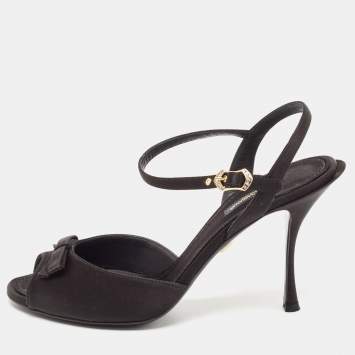 Pre Owned Dolce & Gabbana Black Satin Ankle Strap Sandals Size 39