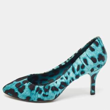 Pre Owned Dolce & Gabbana Green/Black Satin Pointed Toe Pumps Size 38