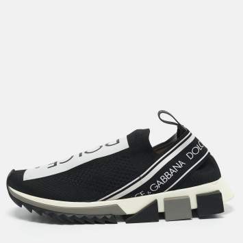 Dolce & Gabbana Black Fabric Sorrento Slip On Sneakers Size 38.5