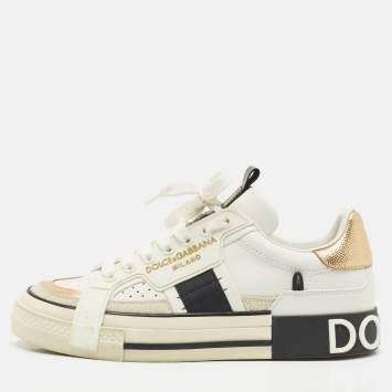 Dolce & Gabbana Multicolor Leather and Suede Custom 2.Zero Sneakers Size 38