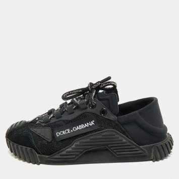 Dolce & Gabbana Black Lace And Nylon Ns1 Low Top Sneakers Size 37