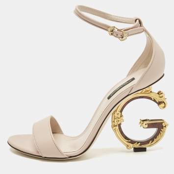 Dolce & Gabbana Pink Leather Keira Ankle Strap Sandals Size 38