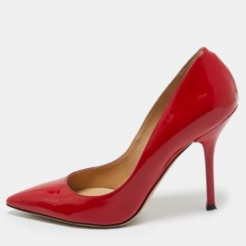 Pre Owned Dolce & Gabbana Red Patent Leather Pointed Toe Pumps Size 38
