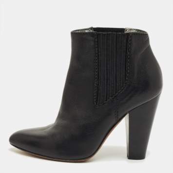 Pre Owned Dolce & Gabbana Black Leather Ankle Boots Size 37