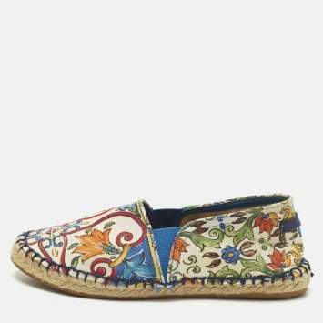 مملوكة مسبقًا حذاء إسبادريل سهل الارتداء قماش مطبوع بنقشة ميجوليكا متعدد الألوان دولتشي آند غابانا مقاس 38