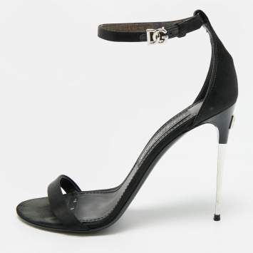 مملوكة مسبقًا Dolce & Gabbana Keira Size 39 Black Satin Ankle Strap Sandals